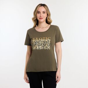 Polera Lisa Manga Corta Cuello Redondo Mujer Geeps