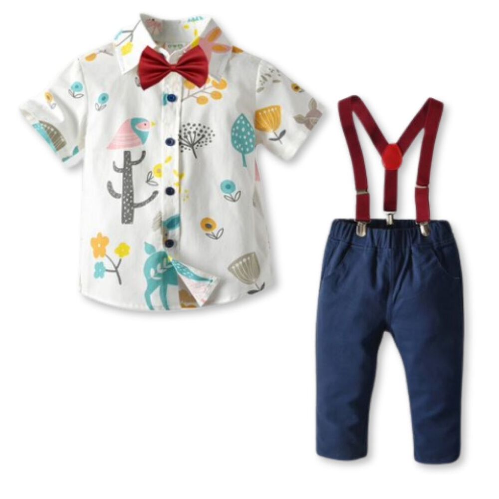 Conjunto De Vestir Con Pantalón Y Tirantes Bebé Niño 9 Meses A 6 Años Animal Cartoon image number 0.0