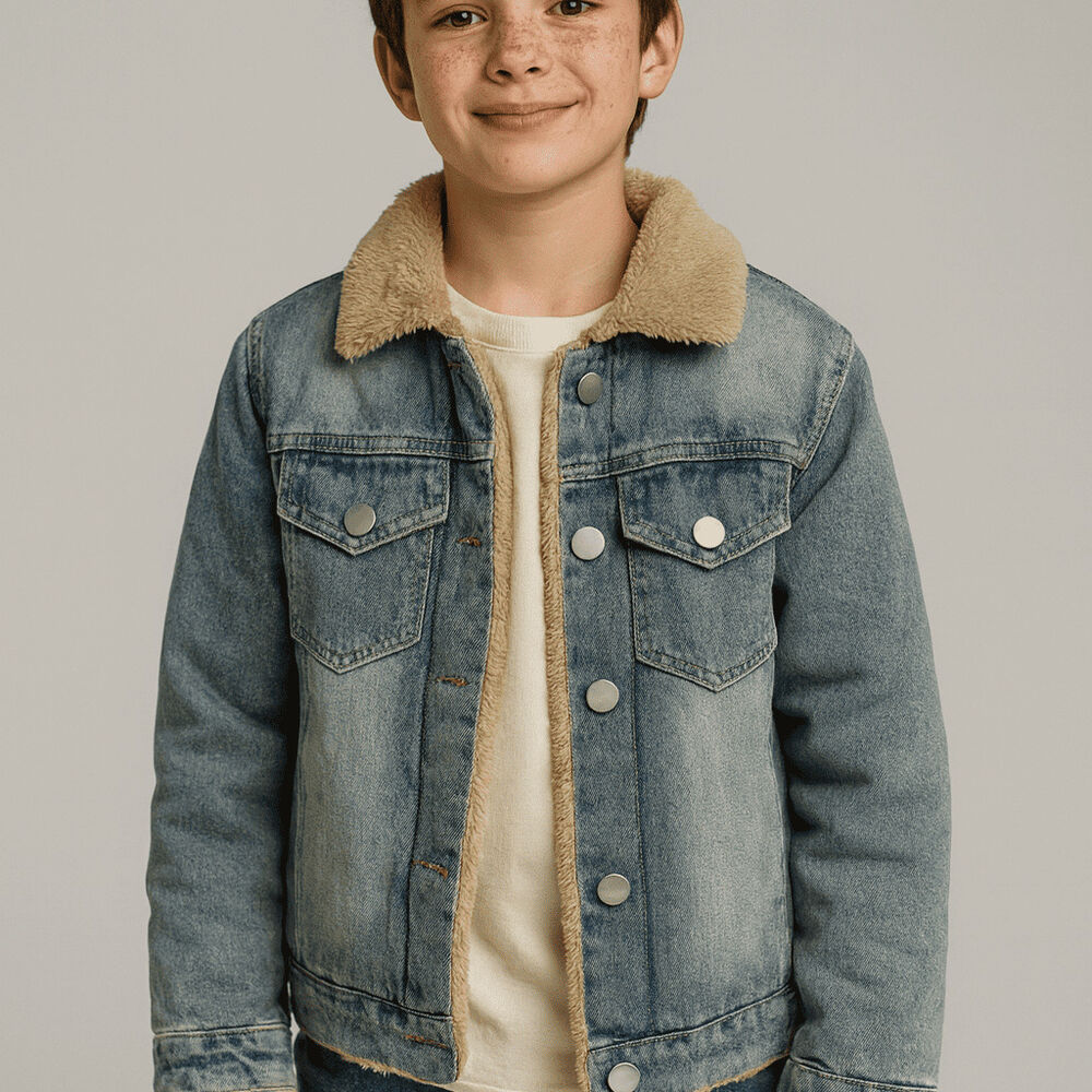 Chaqueta Jean Sherpa Térmica Unisex Infantil image number 0.0