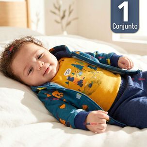 Conjunto 3 Piezas Buzo Pantal&oacute;n Poler&oacute;n Body De Algod&oacute;n Amarillo Osos Beb&eacute; Ni&ntilde;o