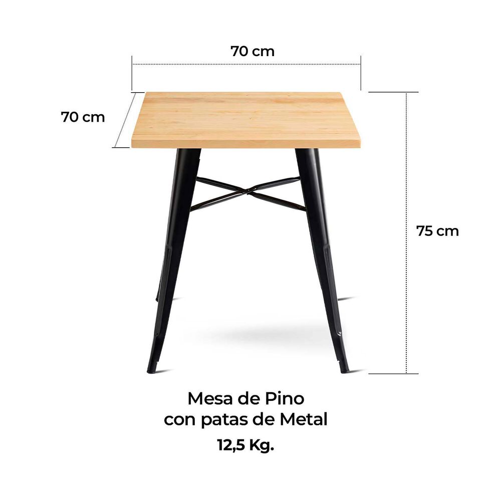 Mesa Metal Tolix Cubierta Madera 70x70 Cm image number 2.0