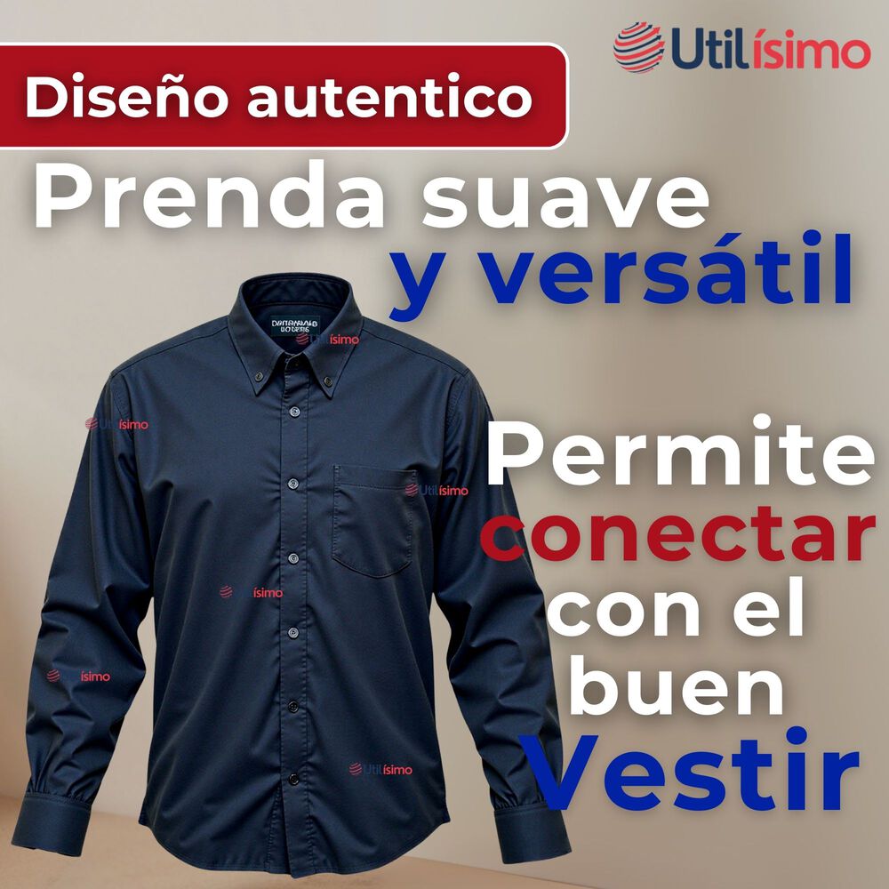Camisa Casual De Vestir Manga Larga Cuello Americano Algodón Negro image number 5.0