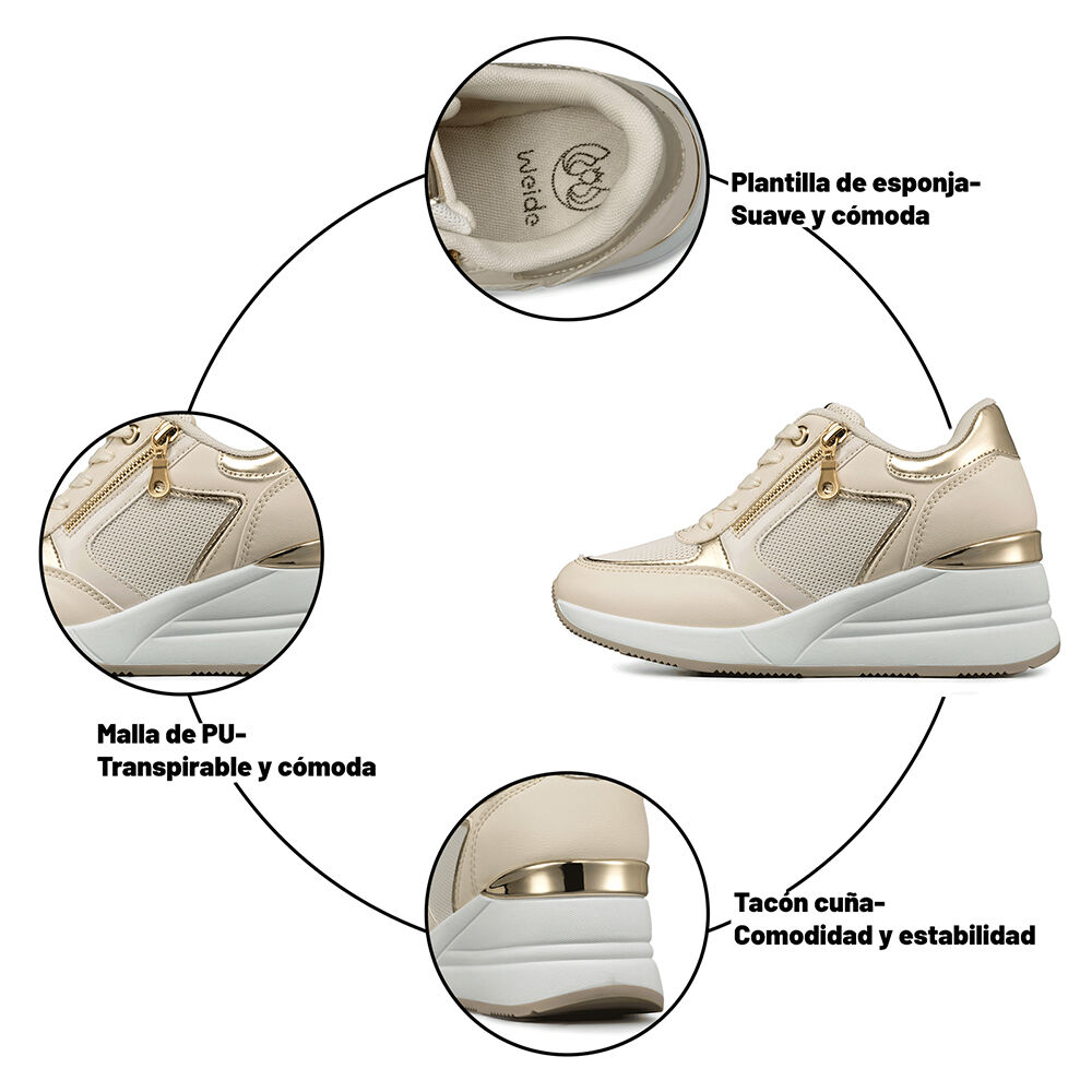 Zapatilla Deportiva Taco Cuña Malla Mujer Weide Jll60 image number 8.0