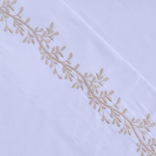 Sabana Bordada 180 Hilos Mashini 1.5 Plazas Ramas Beige