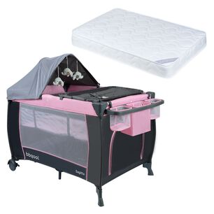 Cuna Playard Sagitta Rosado + Colch&oacute;n De Espuma