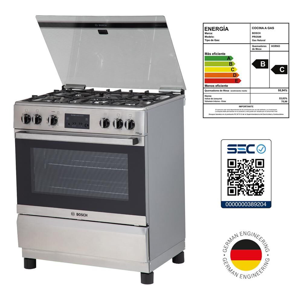 Cocina A Gas Bosch HSK12I27SE / 5 Quemadores image number 9.0