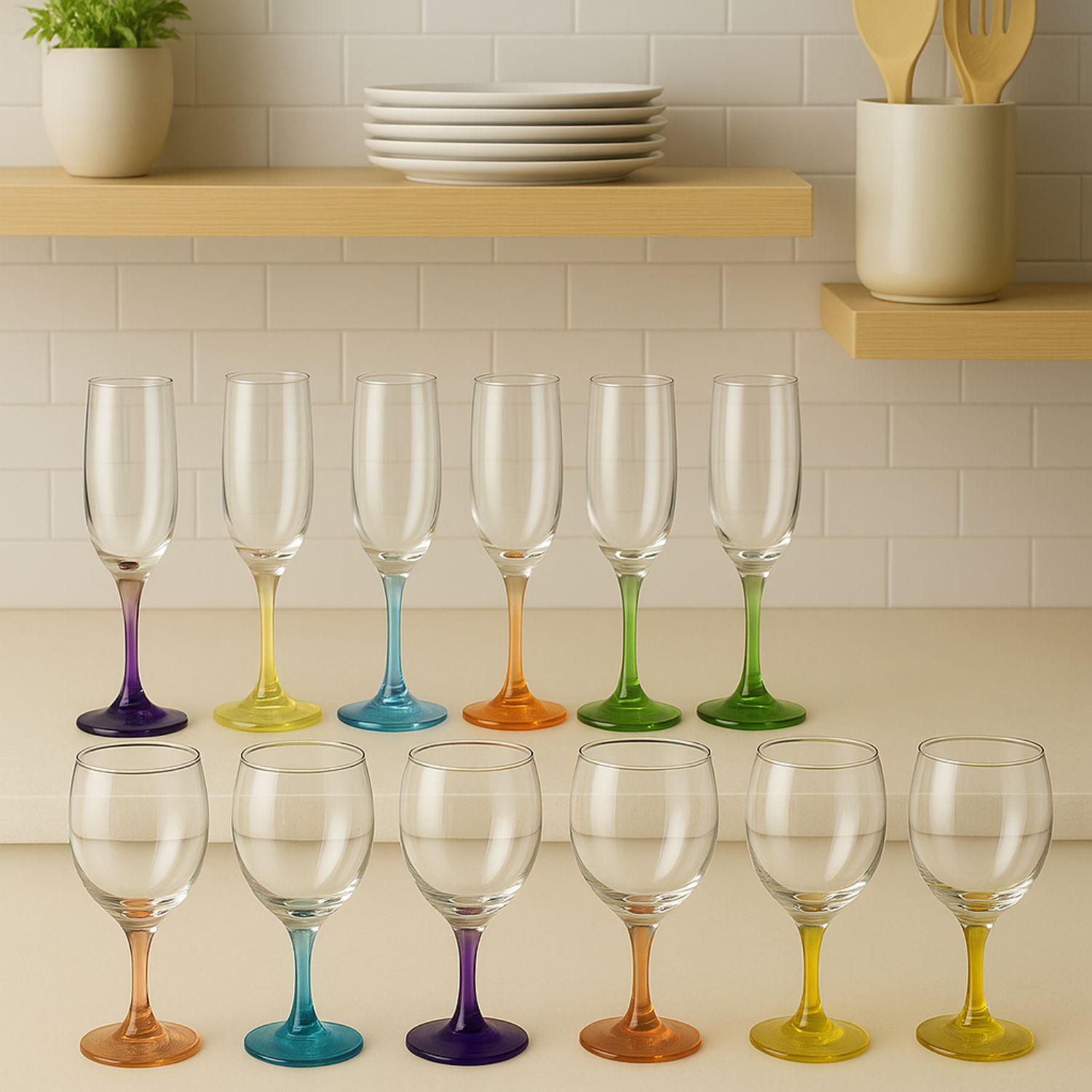 Set 18 Copas Vasos Cristar Fondo Color Fiestas Celebracion image number 3.0