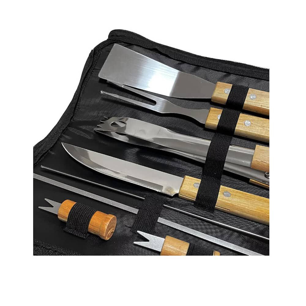 Pack Set Asado Parrilla 10 Uds + Pechera Jeans Asa Eco Cuero image number 2.0