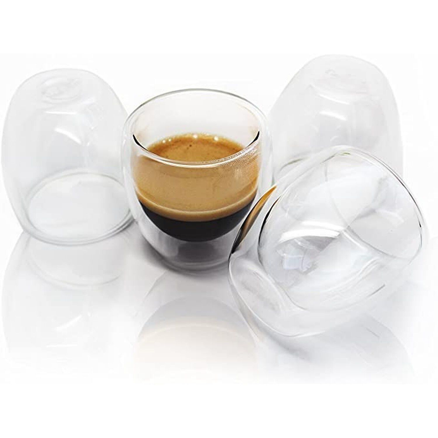 Set 4 Tazas Espresso Doble Pared Vidrio Borosilicato 250ml image number 1.0