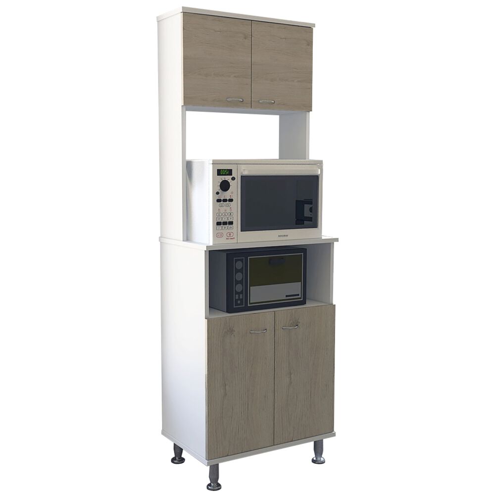 Mueble Microondas 4 Puertas Fm-011c Caf&eacute; Claro Y Blanco image number 5.0