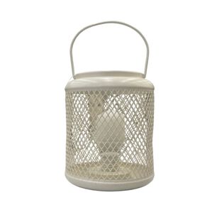 Farol Metal Rejilla Decorativo Blanco