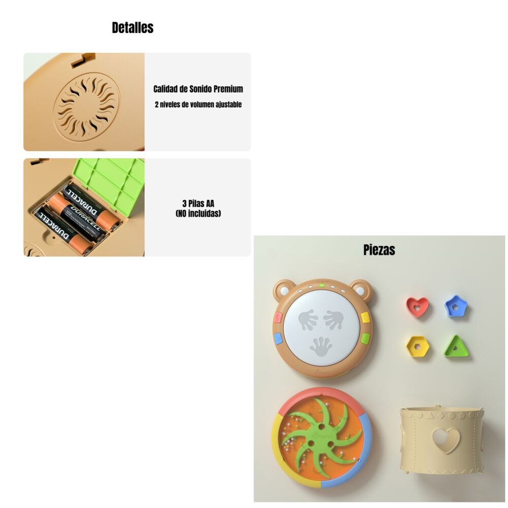 Tambor Musical Ni&ntilde;os Multifuncional 6 Modos Tm138d Lubabycas image number 5.0