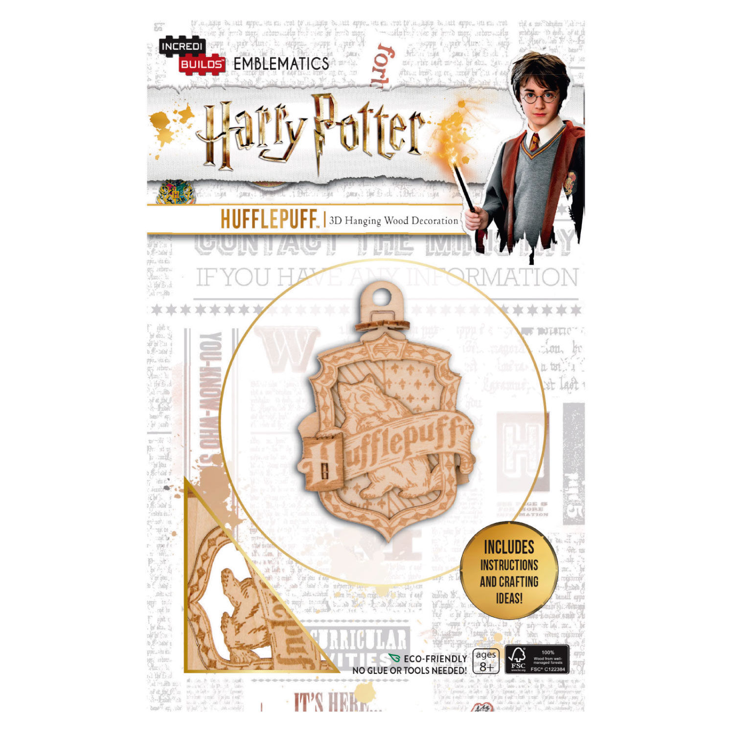 Emblema Harry Potter Hufflepuff Modelo Armable En Madera image number 0.0