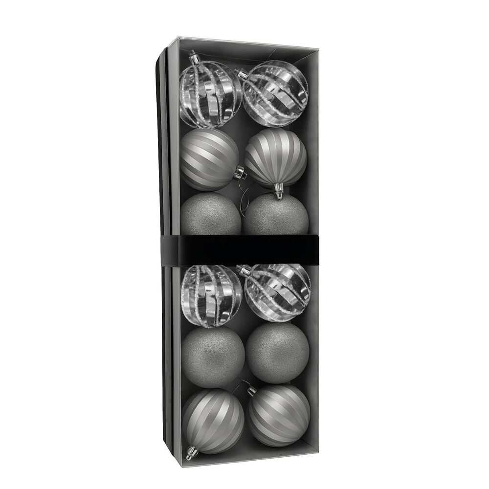 12 Bambalinas Esferas Navideñas Plateado Decoracion Navidad image number 0.0