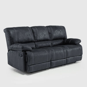 Sof&aacute; 3 Cuerpos Reclinable Cuero Viejo Gris Cl&aacute;sico Castle 98023sr4gr