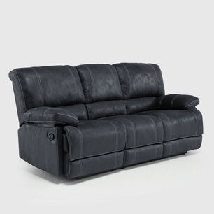 Sof&aacute; 3 Cuerpos Reclinable Cuero Viejo Gris Cl&aacute;sico Castle 98023sr4gr