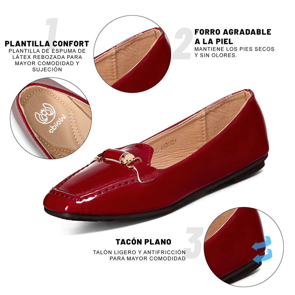 Mocasin Casual Mujer Vintage Charol Plano Weide You509 image number 7.0
