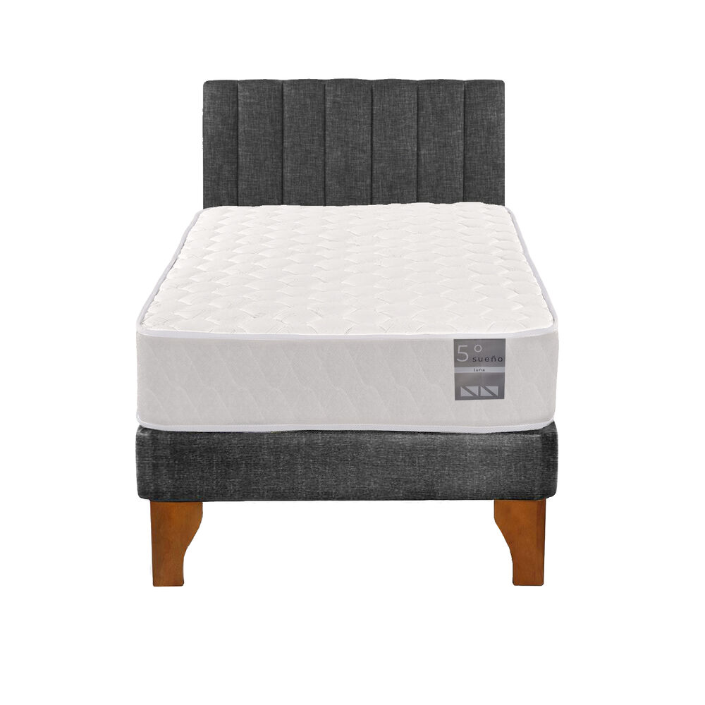 Cama Europea 1 Plaza Luna + Respaldo Tubular Madera Gris image number 0.0