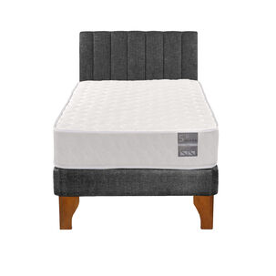 Cama Europea 1 Plaza Luna + Respaldo Tubular Madera Gris