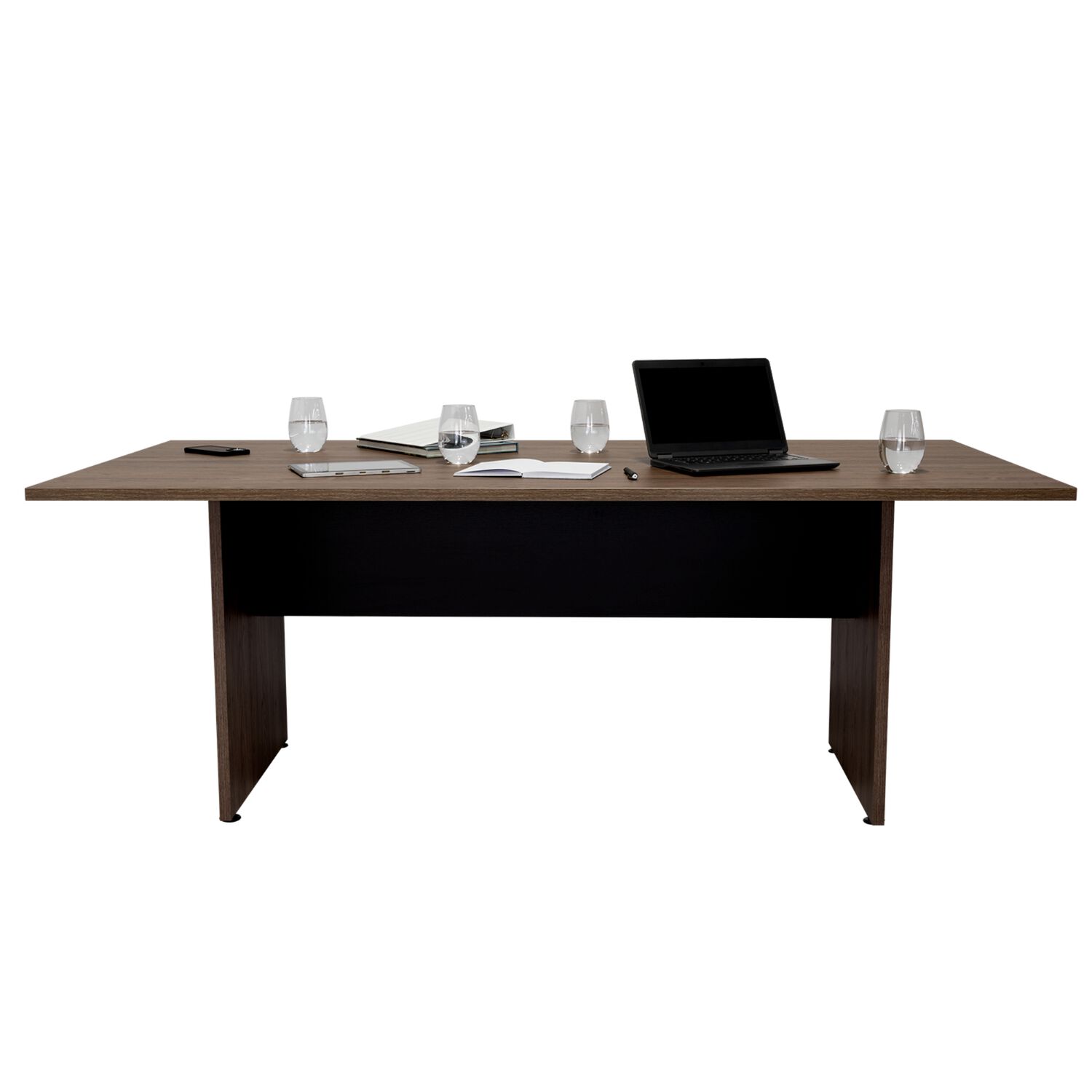 Mesa De Reunion 75x200x100 Cm Fm-054n - Negro Y Cafe Oscuro image number 2.0