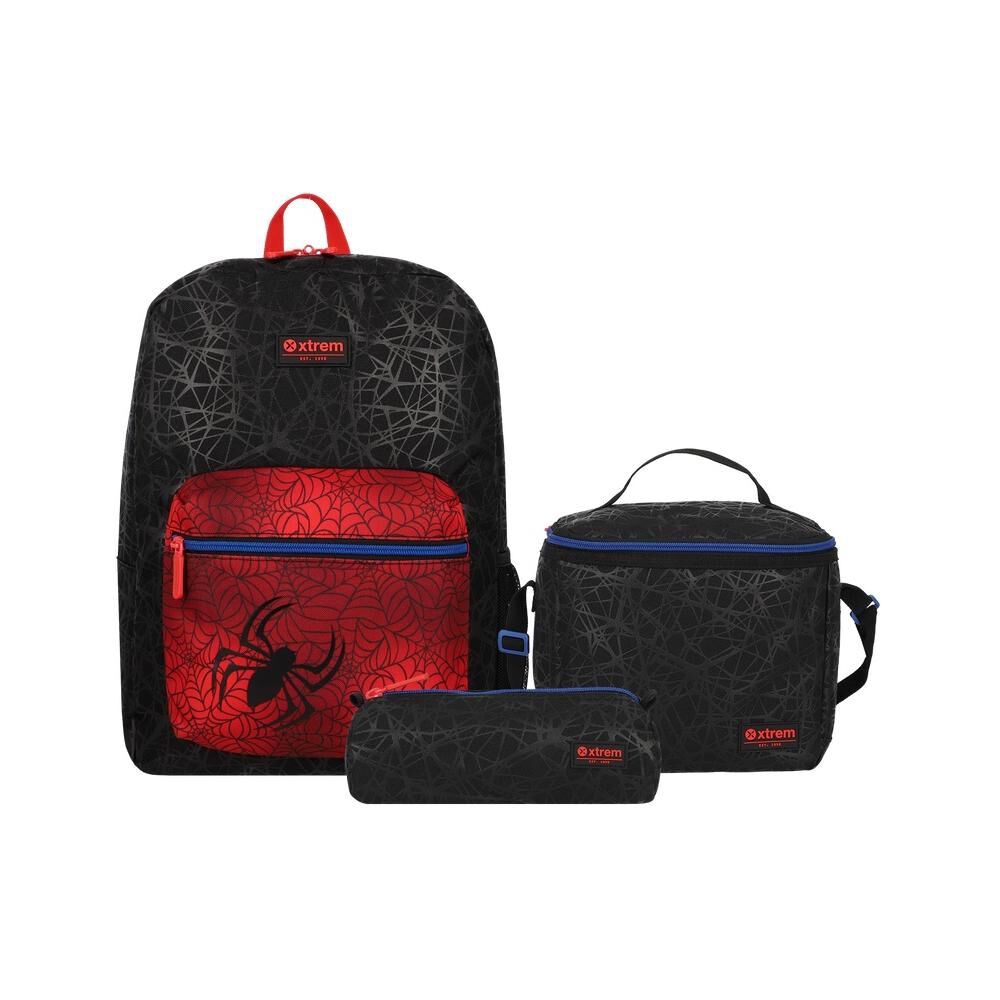 Triple Pack 6xt Mochila Ni&ntilde;o Xtrem Spider Negro/rojo image number 0.0