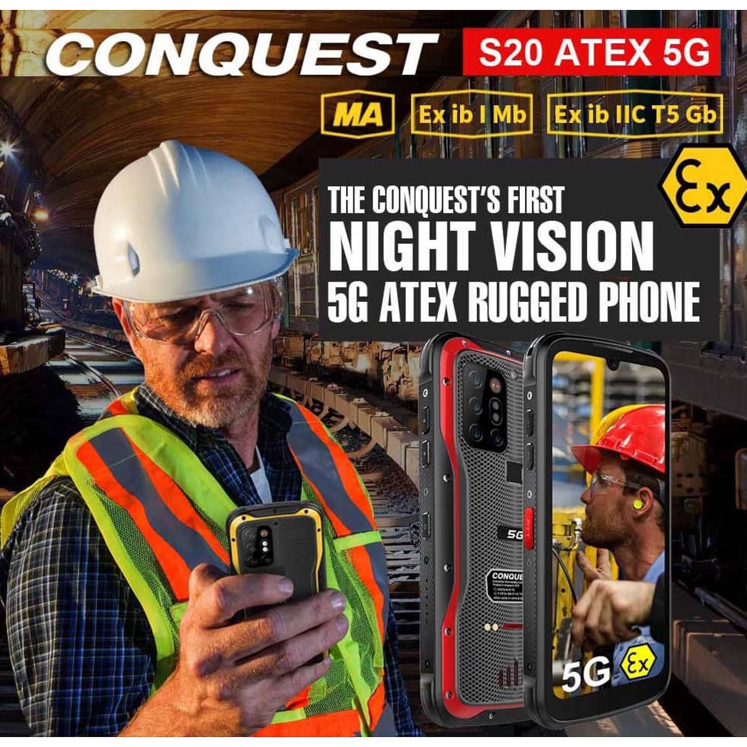 Enap Celular C&aacute;mara Intr&iacute;nsecamente Segura Conquest S20 Atex Resistente A Golpes, Polvo, Humedad Y Agua image number 5.0