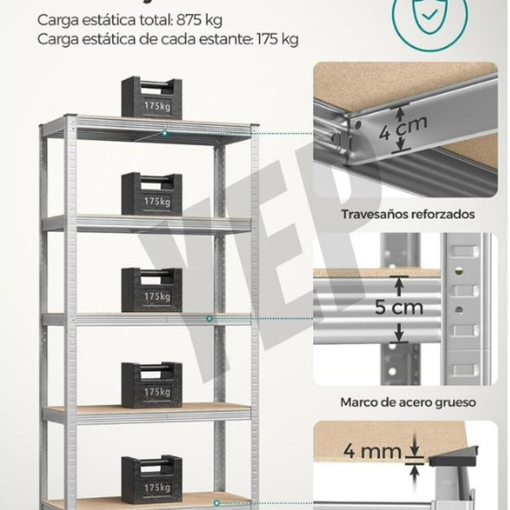 Estante Metálico Armable 180x90x40 Armado Facil Sin Pernos image number 1.0