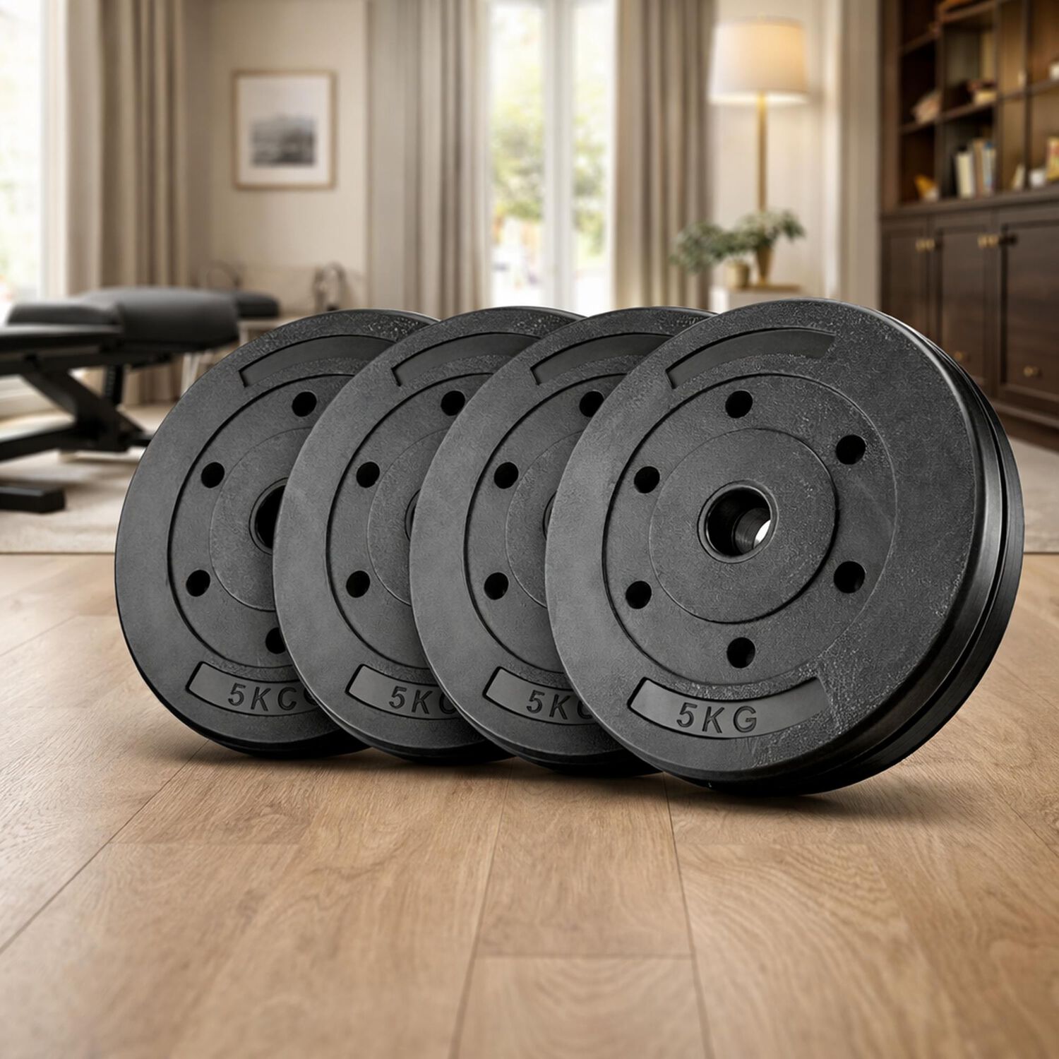 Set 4 Discos Preol&iacute;mpicos Pvc 5kg 20kg Total image number 6.0