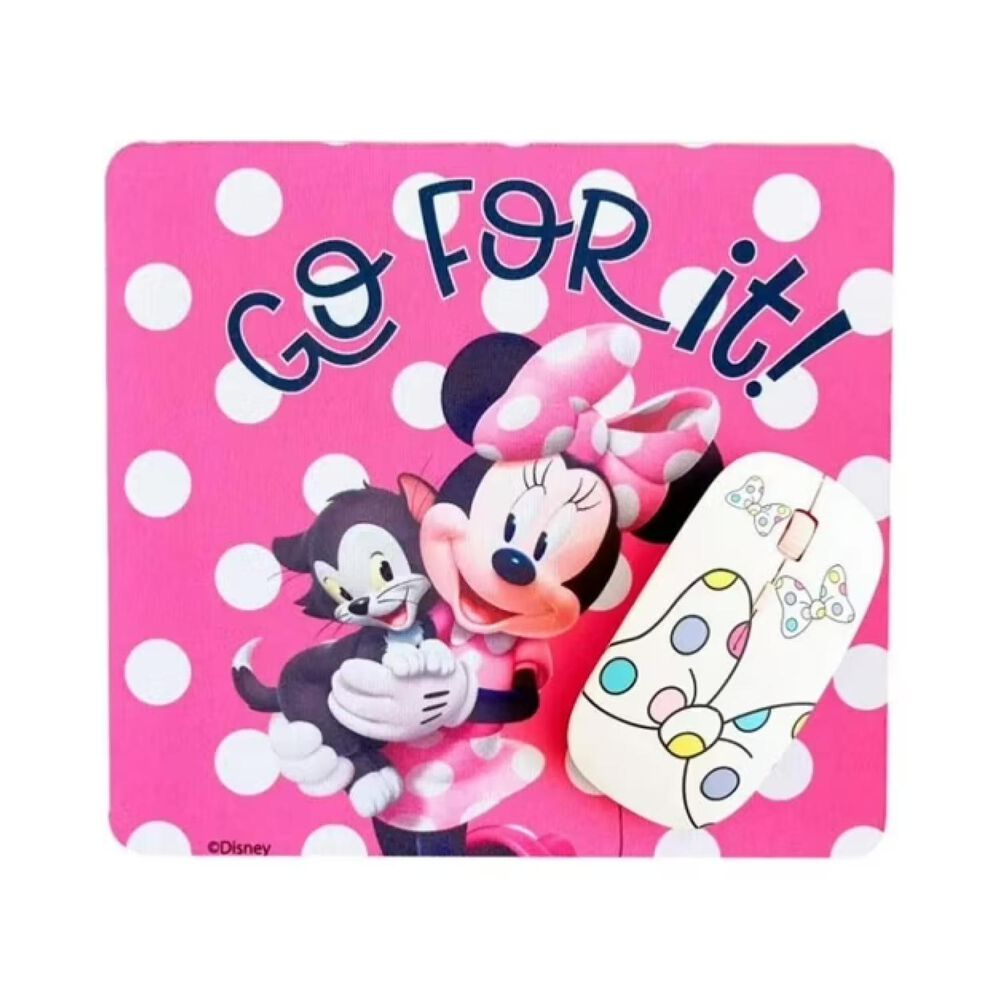Kit Mouse Inalambrico Usb 3b Y Mousepad Rosado Minnie Mouse image number 0.0