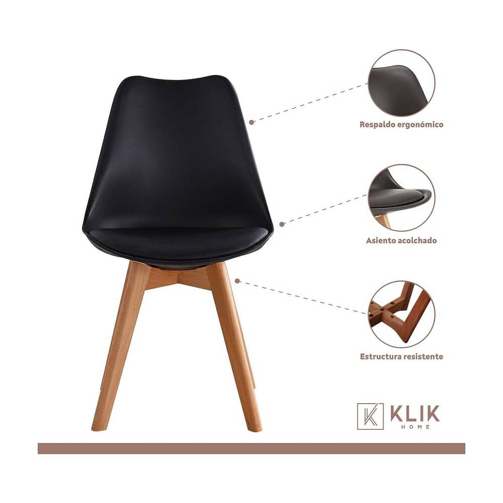 Comedor Mesa Eames Cuadrada Blanca + 4 Sillas Tulip Negras image number 3.0