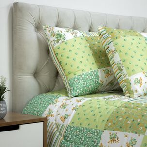 Set Plumón +  2 Almohadas Casaideal Flor Verde / 2 Plazas