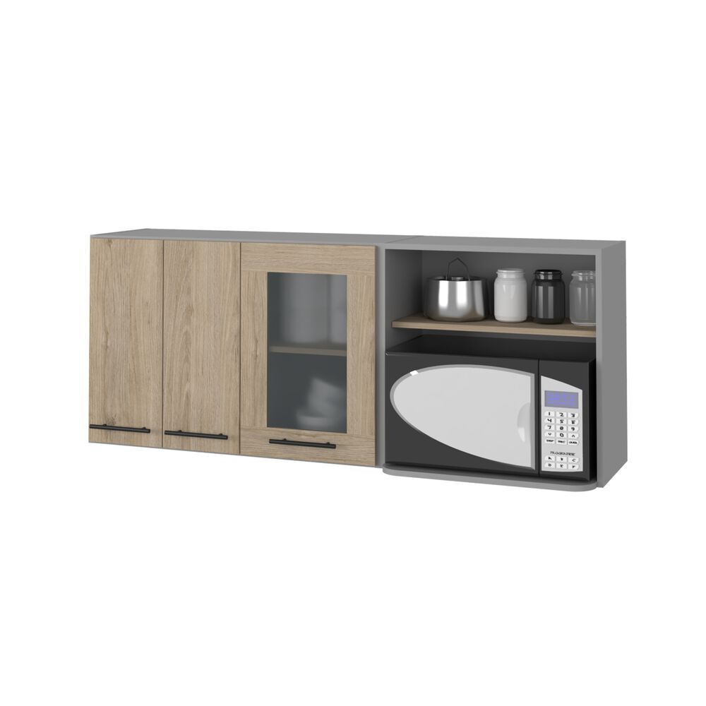 Mueble Mural Con Capacidad Para Microondas 3 Puertas Fm-003g Gris image number 2.0