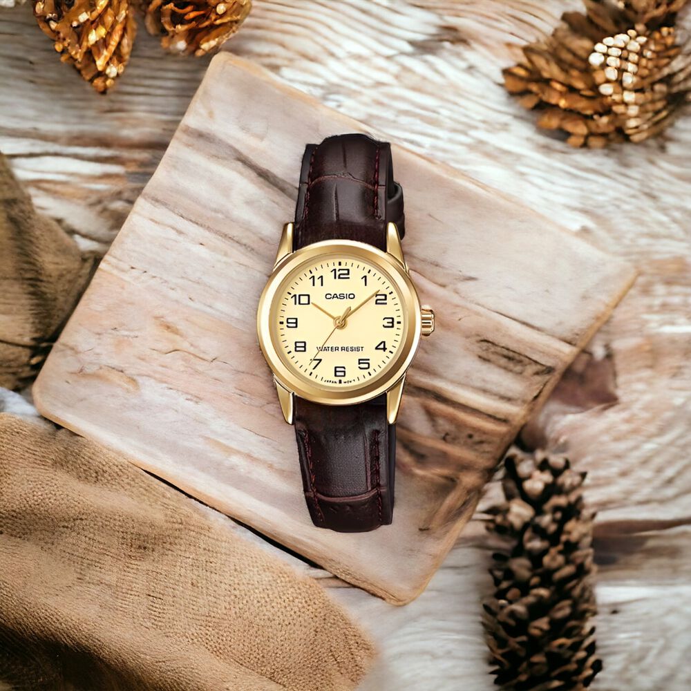 Reloj Casio De Mujer Cuero Ltp-v001gl-9budf Golden Edition image number 3.0