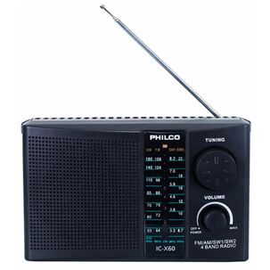 Radio Portatil Am Fm Sw1 4 Bandas Negro Cx60