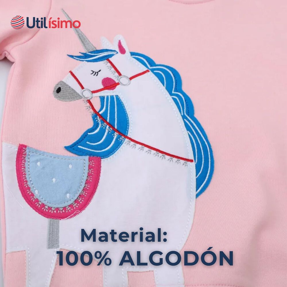 Polerón Niña Manga Larga 100% Algodón Rosa Unicornio image number 4.0