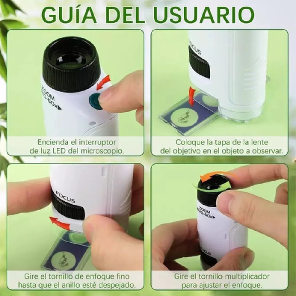 Microscopio Port&aacute;til Con Luz Para Ni&ntilde;os Juguete Cient&iacute;fico image number 2.0