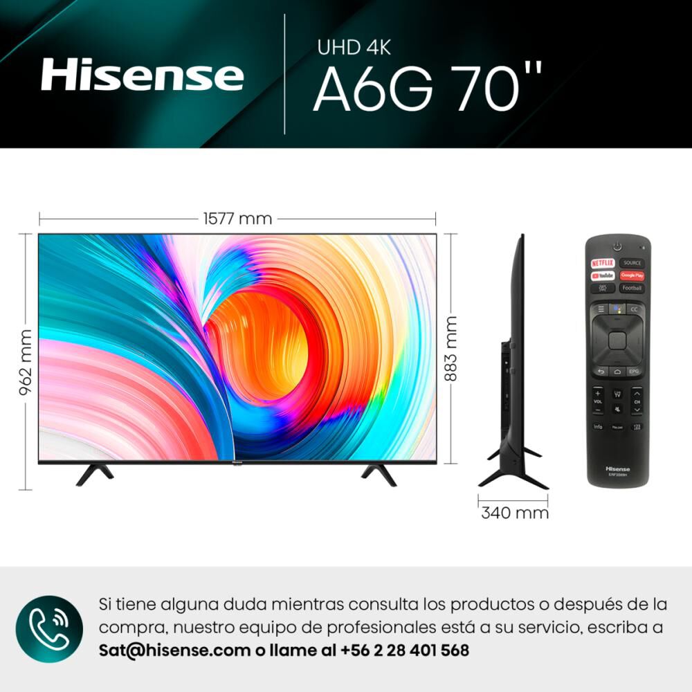 Led 70" Hisense 70A6G / Ultra HD 4K / Smart TV image number 6.0