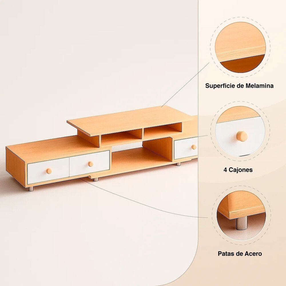Rack Tv Extendible Cuatro Cajones image number 4.0