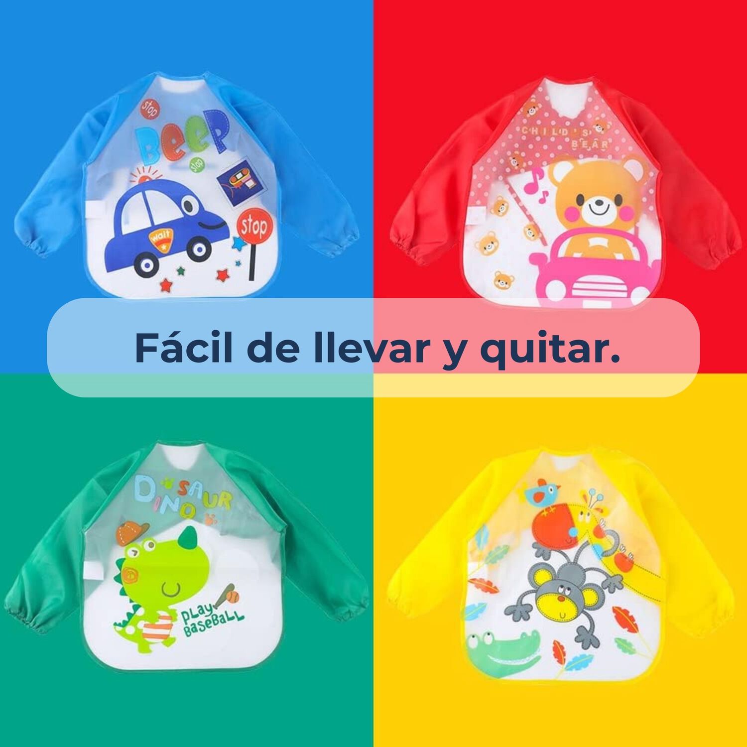 Pack 9 Baberos Pl&aacute;sticos Con Mangas Para Beb&eacute;s Jump Kids Ni&ntilde;o image number 3.0