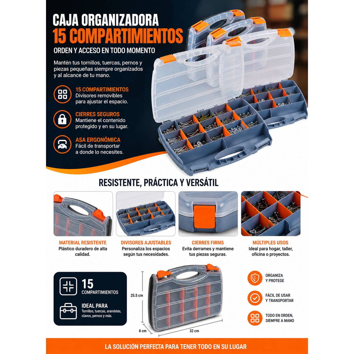 Caja Organizadora De Pl&aacute;stico 15 Compartimientos Kendo 90224 image number 5.0