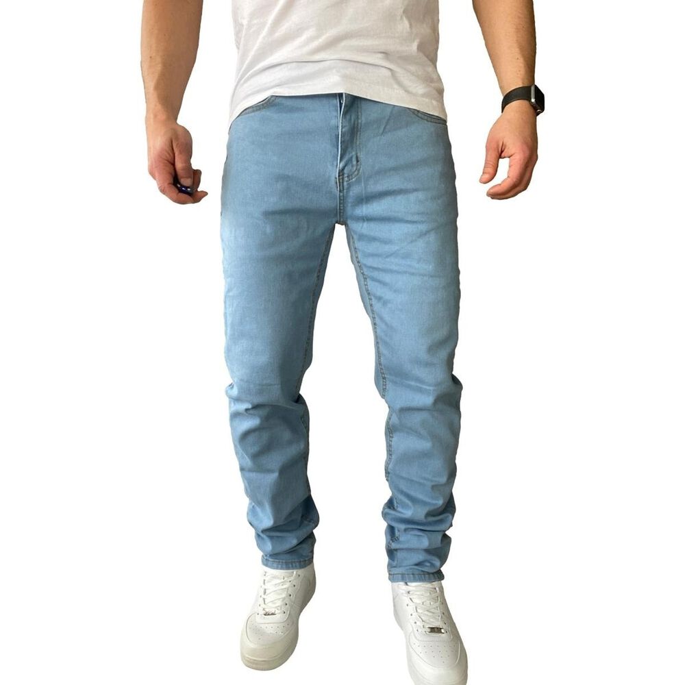 Pantal&oacute;n Jeans Elasticado Slim Celeste image number 0.0
