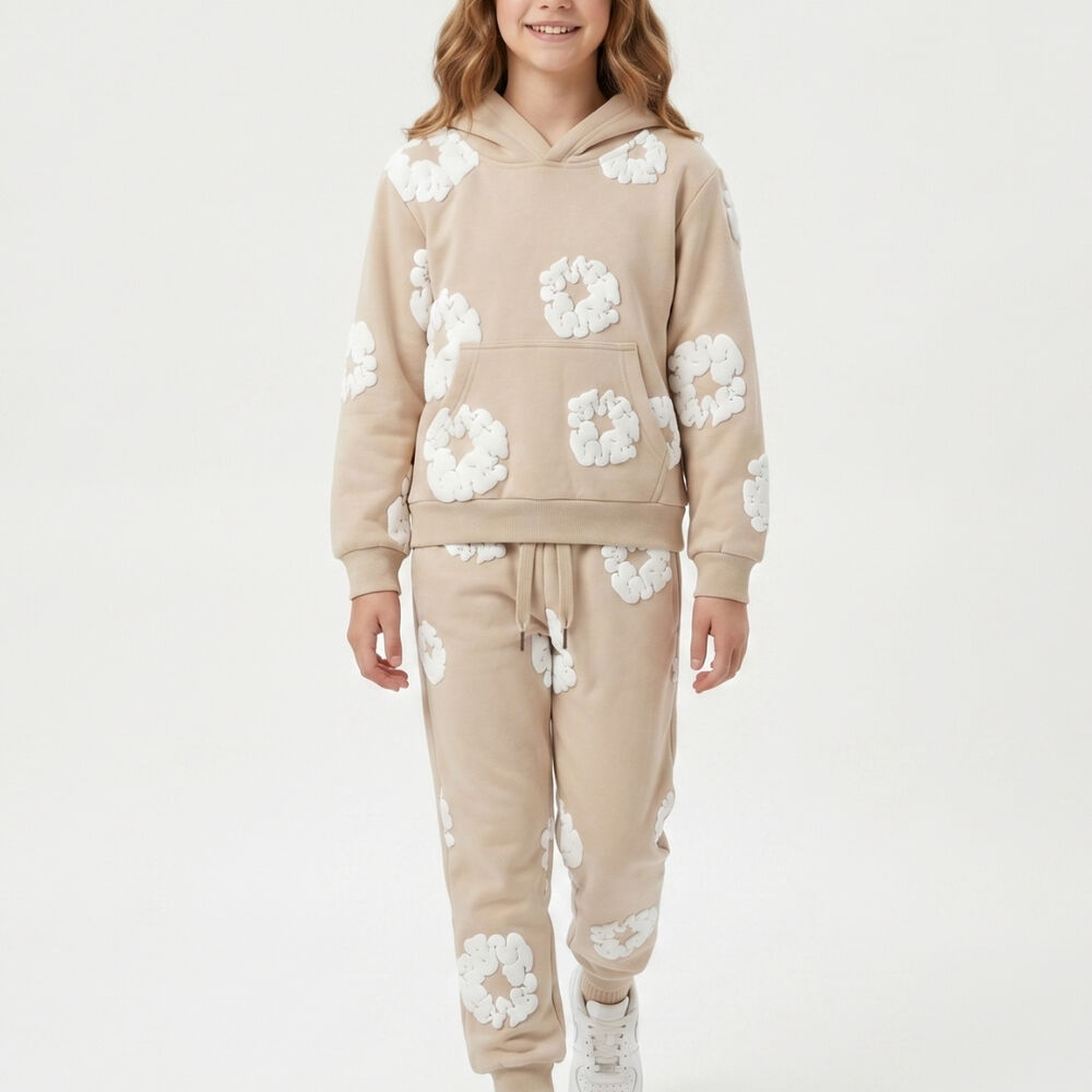 Conjunto Buzo Ni&ntilde;a Poleron Canguro Y Jogger Flores 3d image number 0.0