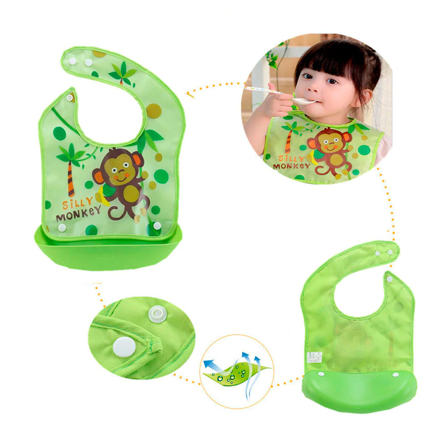 Babero Estereo Impermeable Y Desmontable De Silicona Bebe image number 1.0
