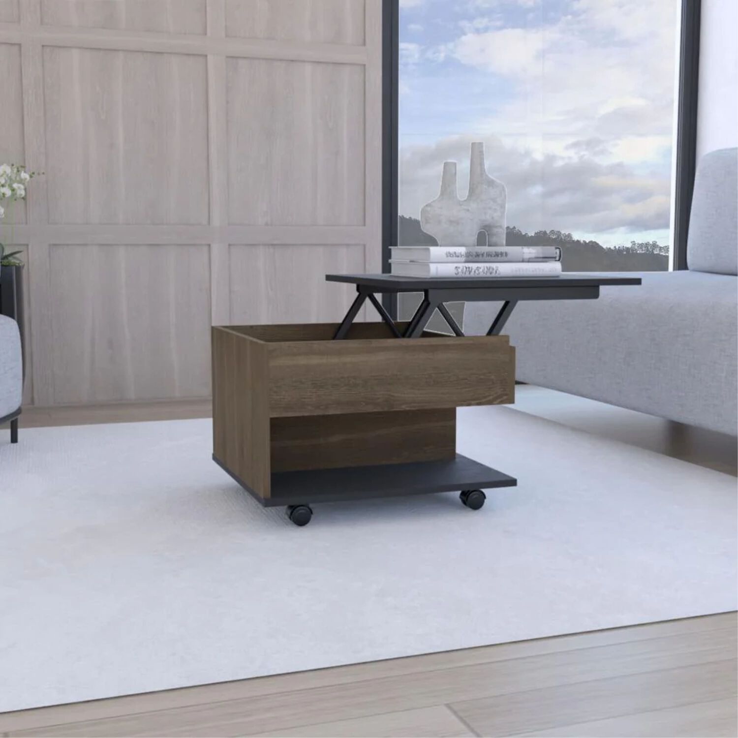 Mesa De Centro Extensible Fm-001o - Caf&eacute; Oscuro Y Negro image number 7.0