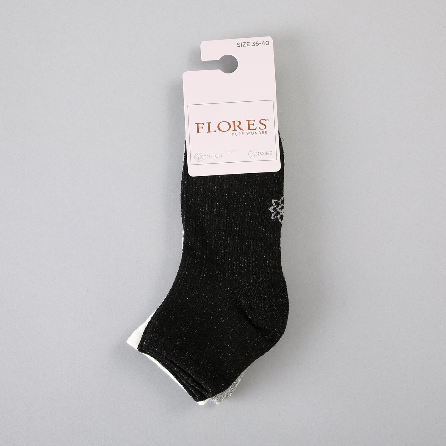 Calcetin 3x Pack Corto Brillo Flores Mujer 50778-2 image number 0.0