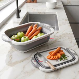 Tabla De Picar Plegable 3 En 1 Drenaje Multiuso Cocina Silicona