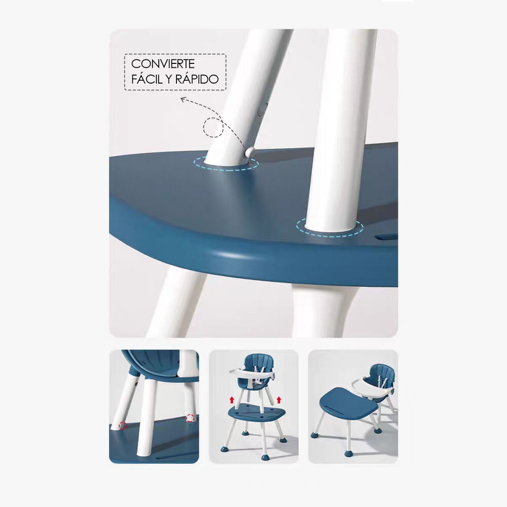 Silla De Comer Multi Etapas 4 En 1 Azul Babymine image number 5.0