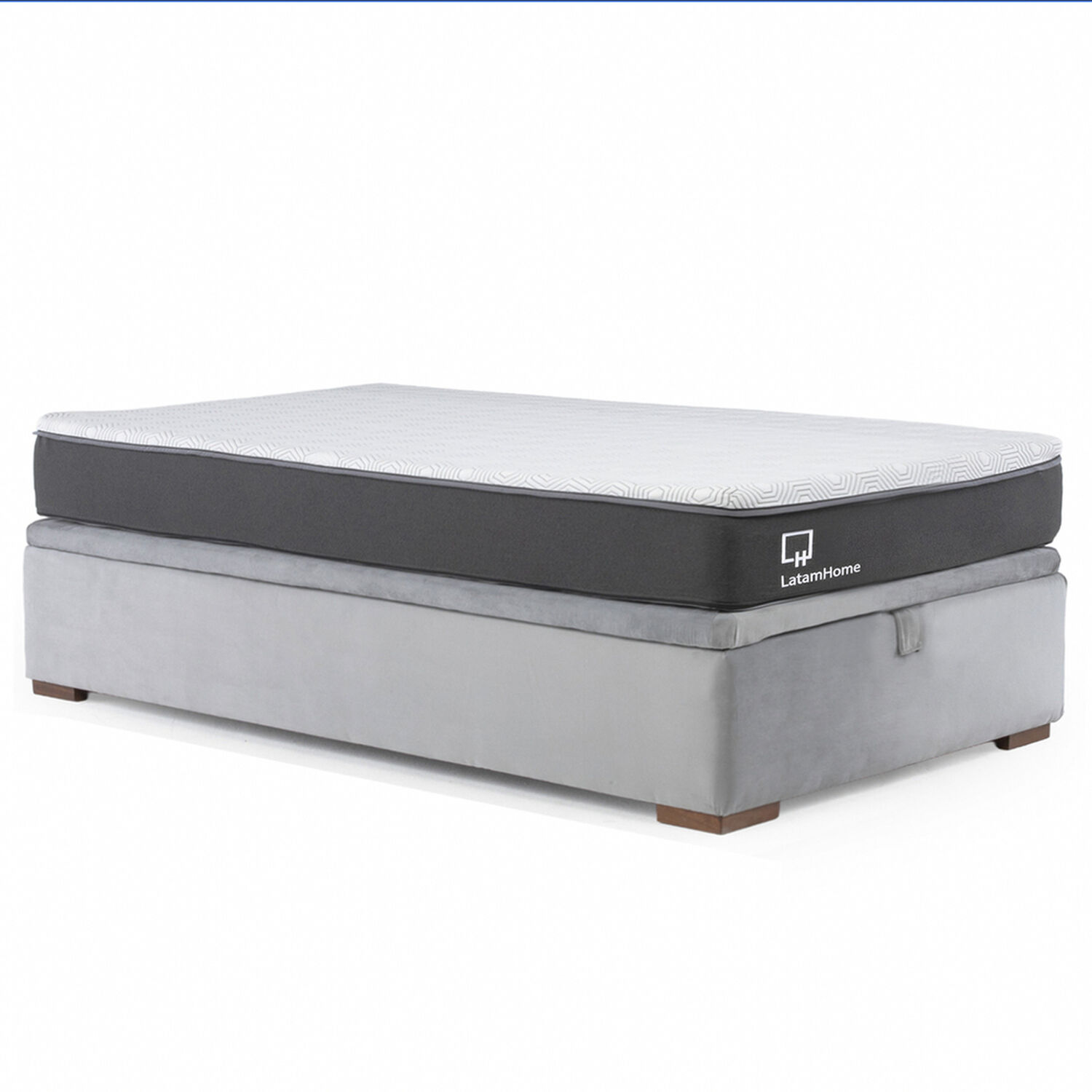 Cama Funcional Boxet Full 1.35 Mt Colchon Resortes New Top Funda Lavable Gris image number 2.0