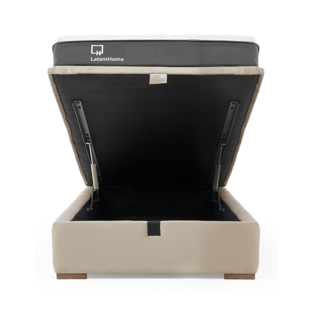 Cama Funcional Boxet Full 1.35 Mt Colchon Resortes New Top Funda Lavable Beige image number 1.0