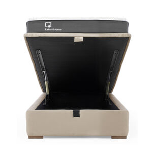 Cama Funcional Boxet Full 1.35 Mt Colchon Resortes New Top Funda Lavable Beige